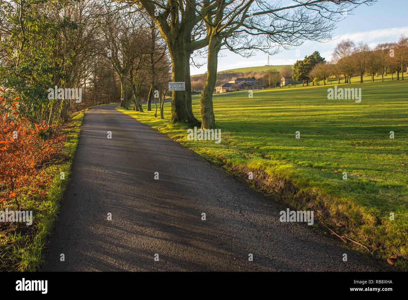 Una vista generale di Saddleworth Golf Club, Uppermill, Greater Manchester la mattina del 8 gennaio 2019. Foto Stock