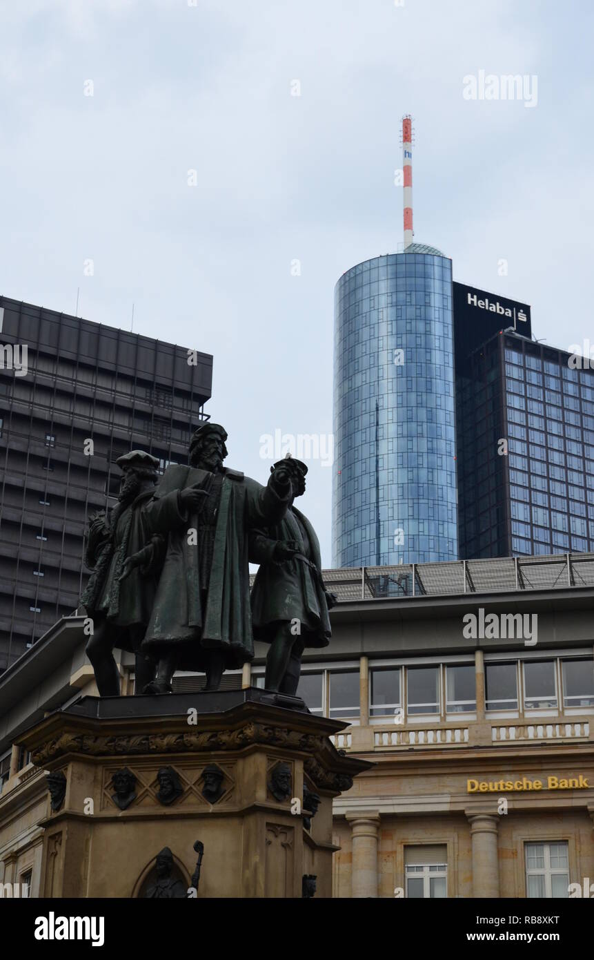 Johannes Gutenberg monumento Francoforte sul meno Foto Stock