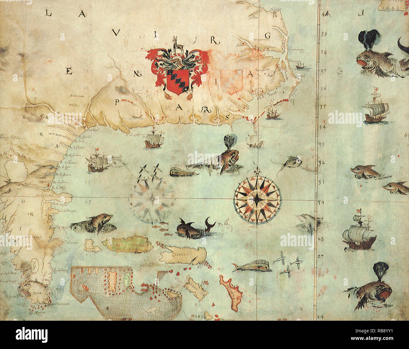 Mappa di Sud Est America del Nord Foto Stock