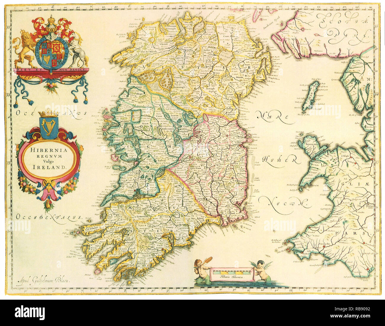 Mappa di Irlanda 1635 Foto Stock