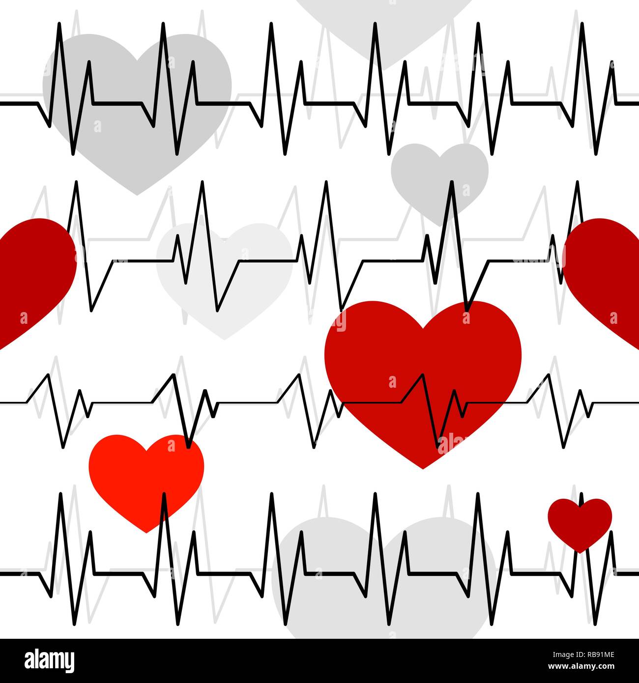 Seamless pattern con un cardiogram di ritmi cardiaci. Foto Stock