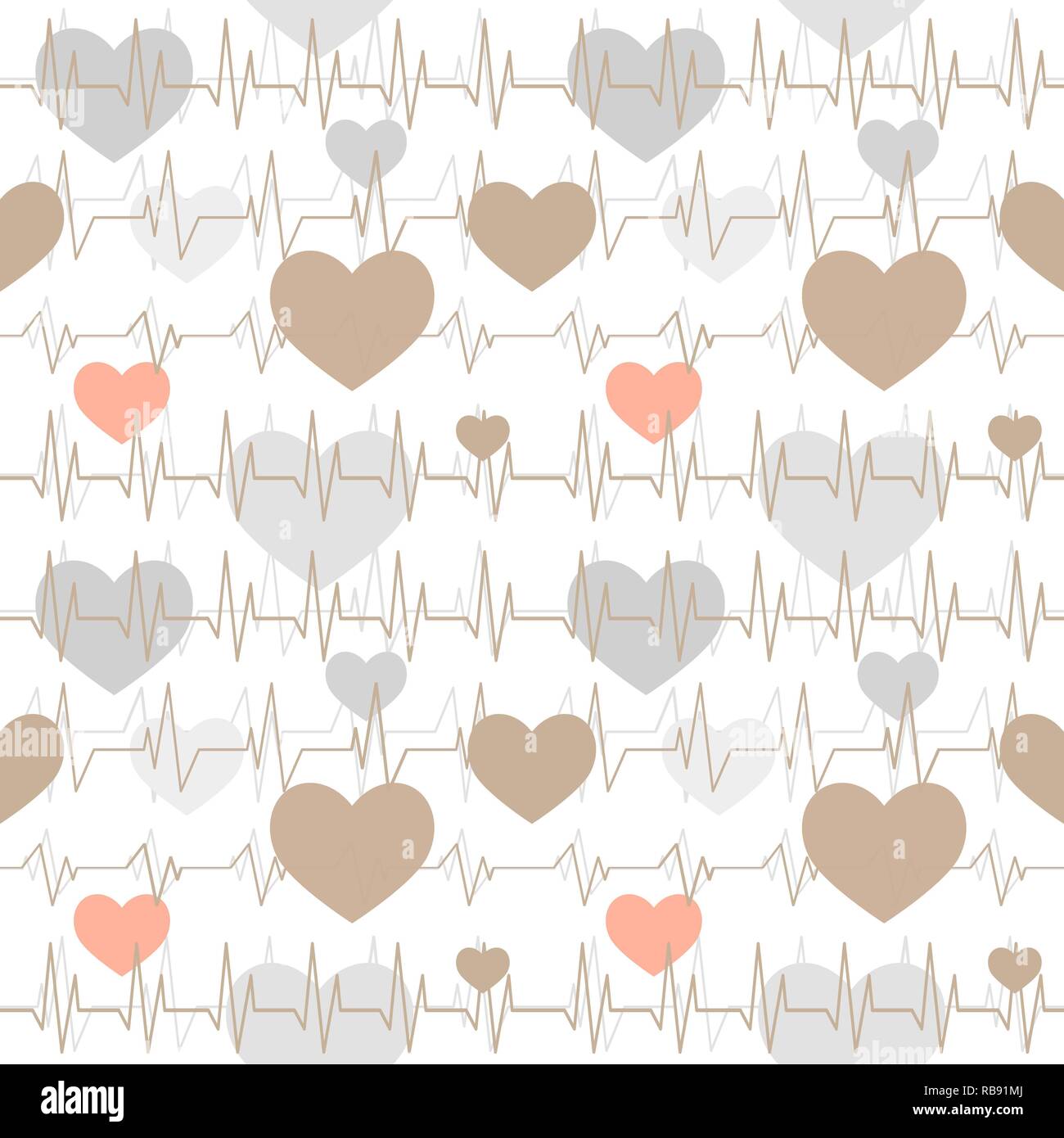 Seamless pattern con un cardiogram di ritmi cardiaci. Foto Stock