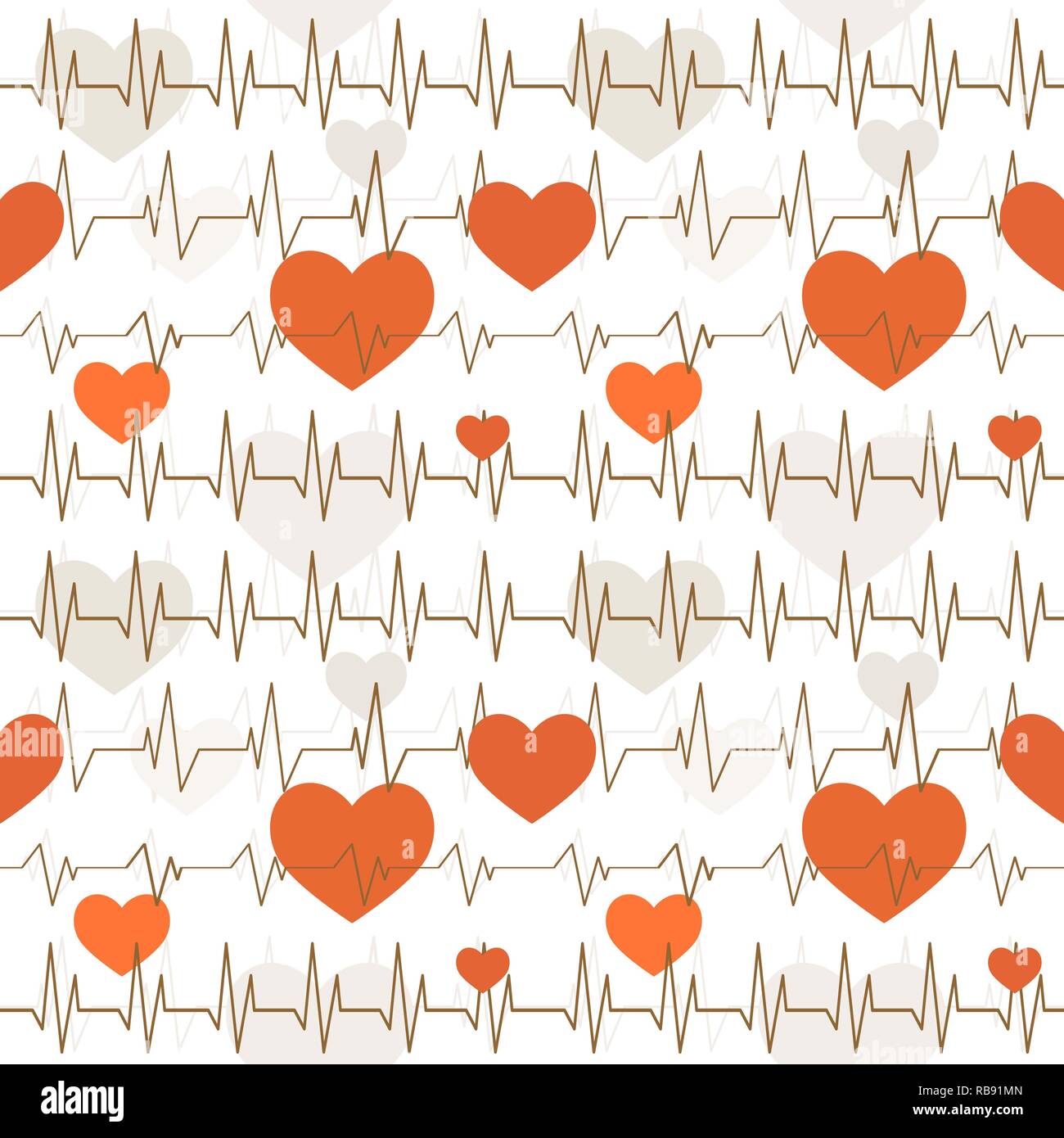 Seamless pattern bianco con un cardiogram di ritmi cardiaci. Foto Stock