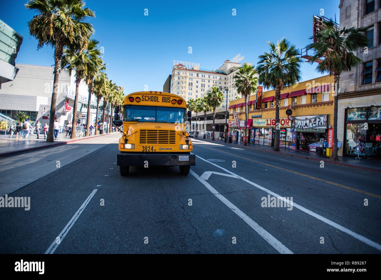Scuola di giallo Bus. Di Los Angeles. In California. Foto Stock