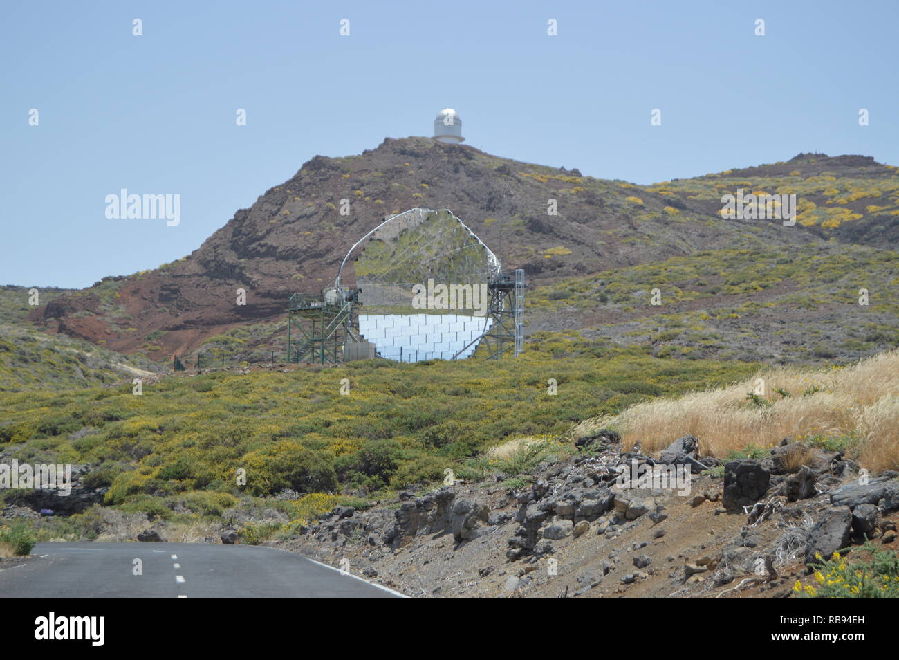 Viste di Roque de los Muchachos Observatory nel Parco Nazionale della Caldera de Taburiente. Viaggi, Natura, vacanze, Geologia.11 luglio 2015. Isla De La Pal Foto Stock