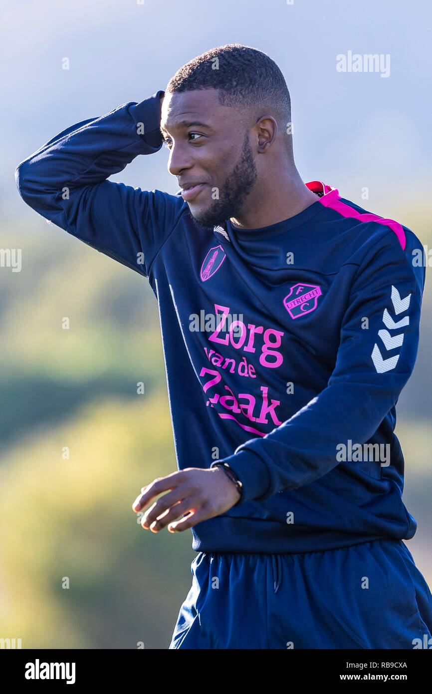 LA MANGA, Spanje, 08-01-2019, calcio, La Manga Club Resort, olandese eredivisie, stagione 2018/2019, FC Utrecht player Riechedly Bazoer, durante il training camp Utrecht in La Manga 8-01-2019 Foto Stock