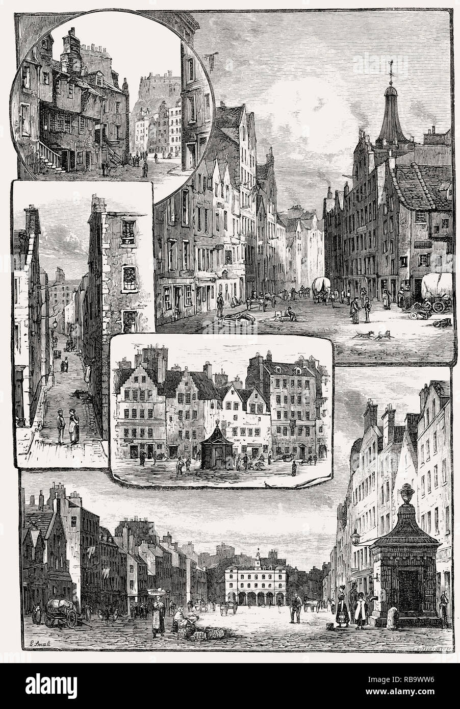 Il Grassmarket, Edimburgo, Scozia, XIX secolo Foto Stock