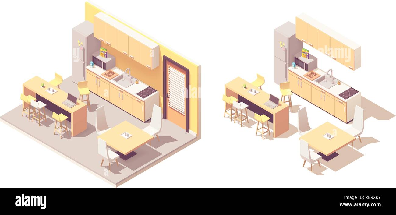 Vettore cucina isometrica Illustrazione Vettoriale