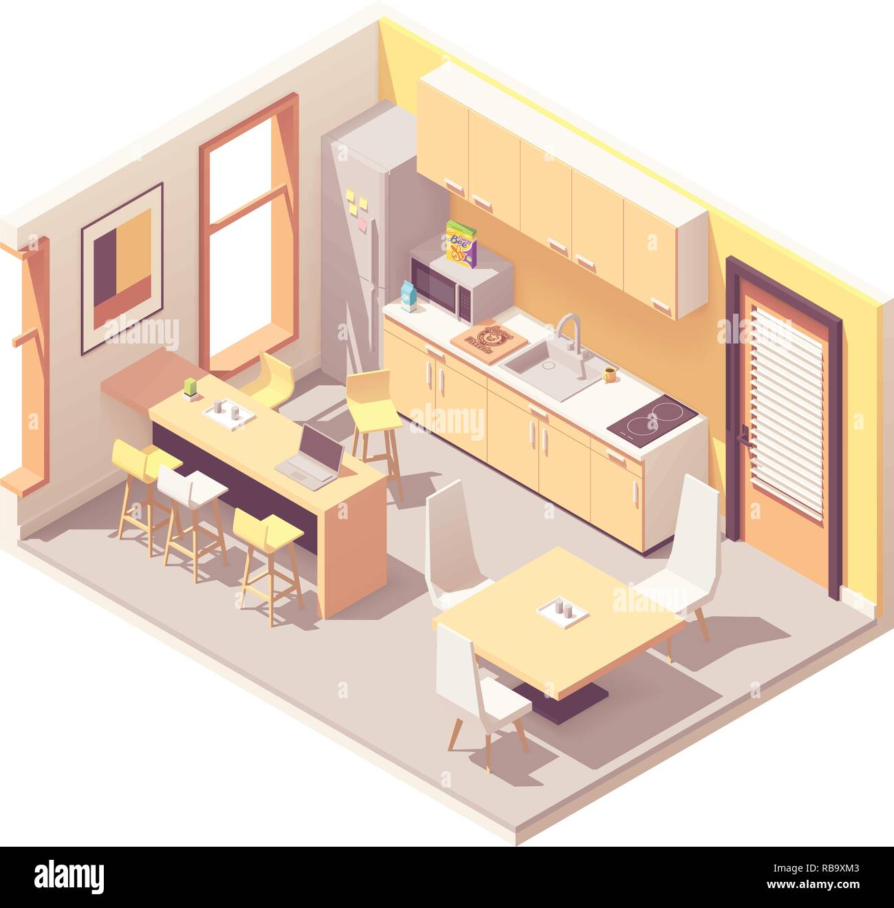 Vettore ufficio isometrica break room Illustrazione Vettoriale