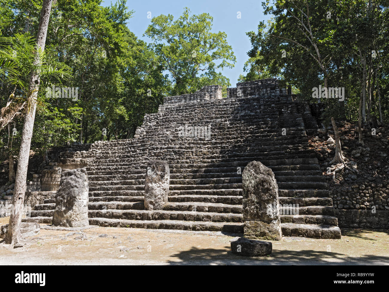 Le rovine della città maya di Calakmul, Campeche, Messico Foto Stock
