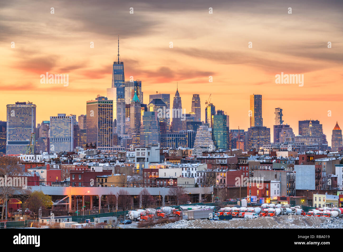 La città di New York, Stati Uniti d'America downtown skyline di Manhattan. Foto Stock