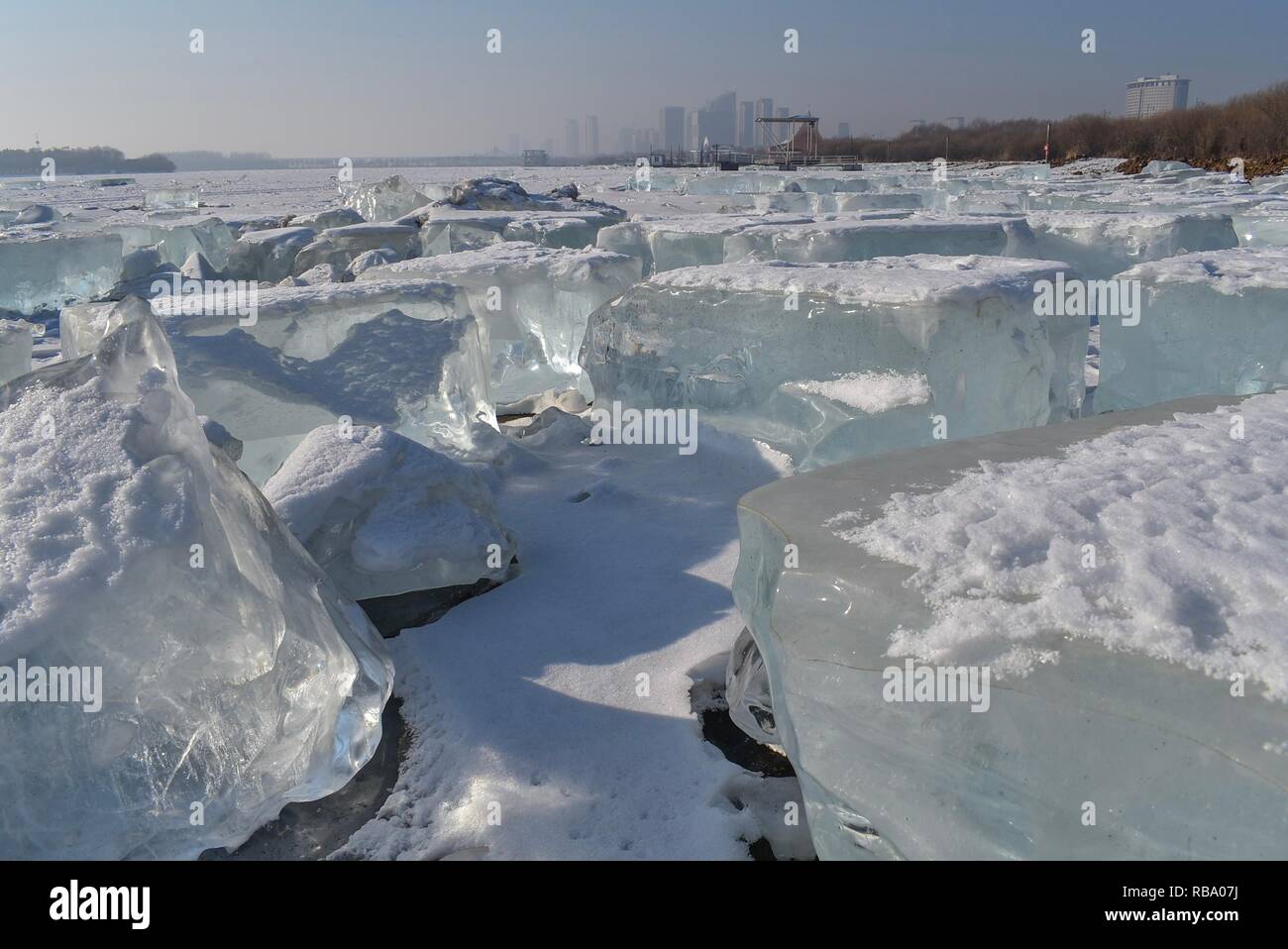 Fiume Songhua congelati Foto Stock