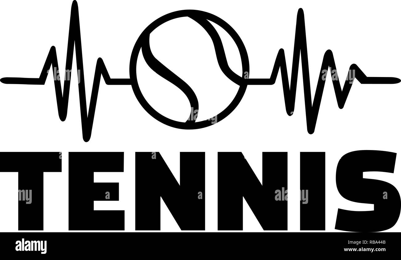 Impulso di heartbeat di linea con due attraversato racchette da tennis e palla da tennis Foto Stock