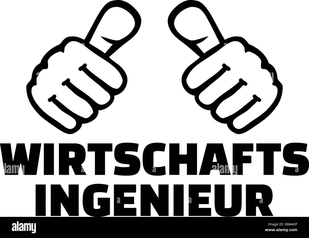 Ingegnere Industriale thumbs tedesco con titolo di lavoro Foto Stock