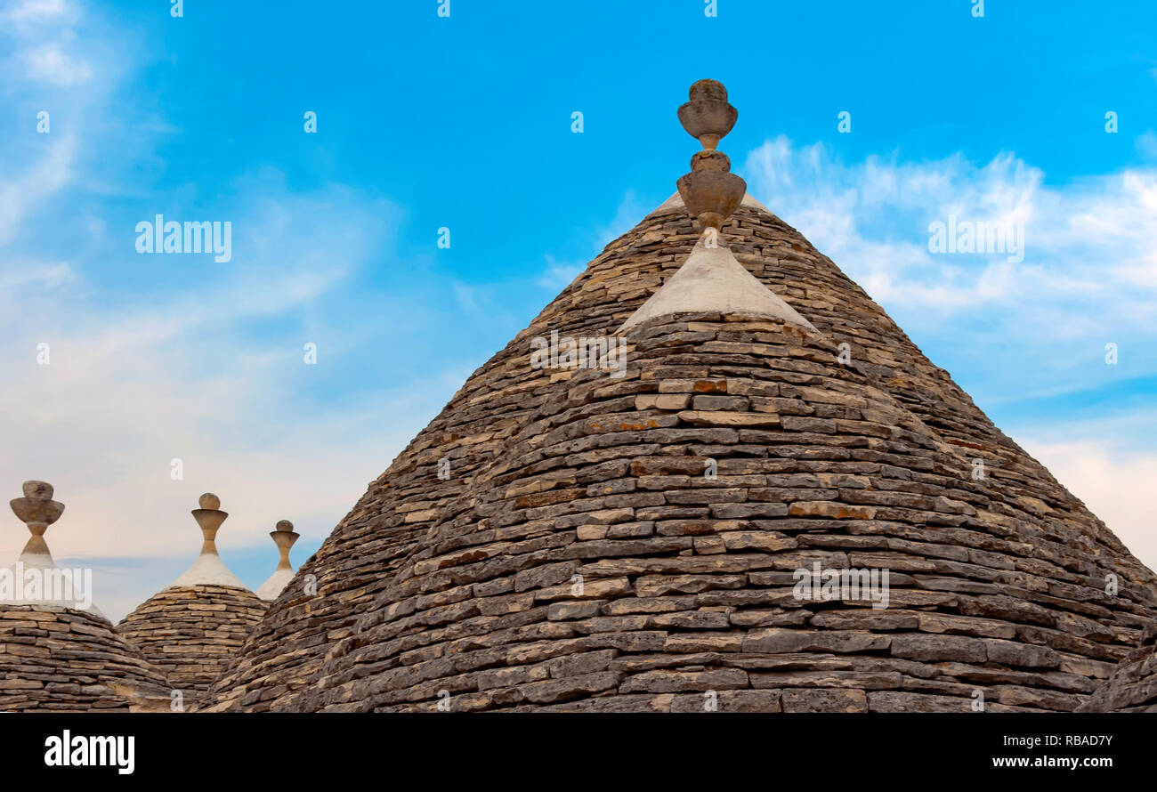 Street View di Alberobello, la famosa città dei trulli in italia Foto Stock