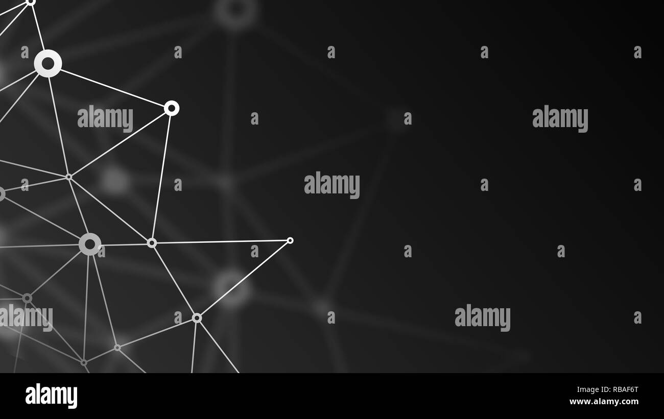 Abstract futuristico blockchain crypto. Puntini bianchi e forme in triangoli. Moderna tecnologia digitale concetto texture per banner o web design Foto Stock