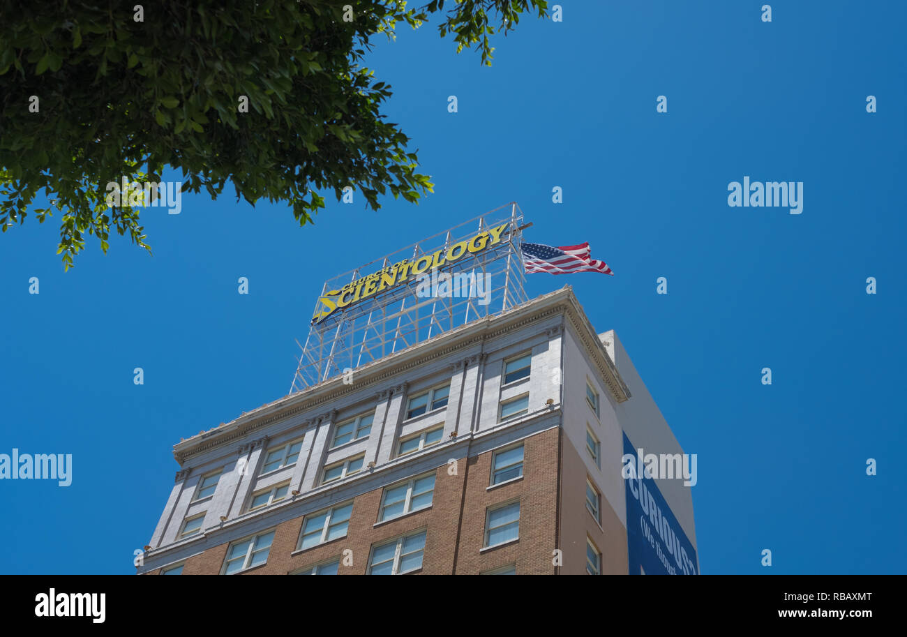 Chiesa di Scientology, Religious Technology Center International, Ivar Avenue, vista da Hollywood Boulevard, Los Angeles Foto Stock