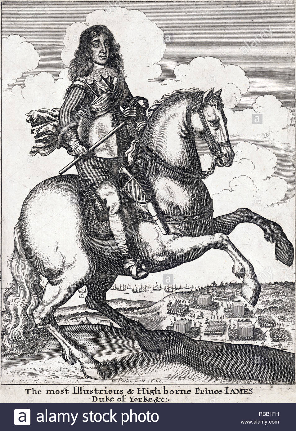 Il principe Giacomo, il Duca di York, attacco da incisore boemo Wenceslaus Hollar da 1640 Foto Stock