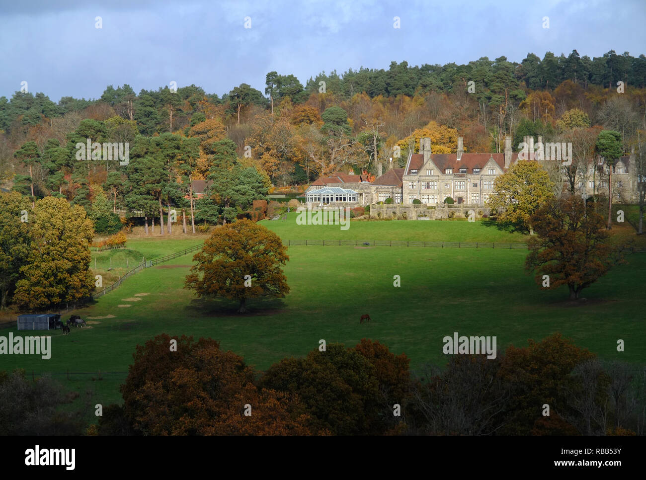 Old Lodge, Hartfield, East Sussex, Regno Unito. Il stile Giacobino ex casa del Conte De La Warr nell'Ashdown Forest. Foto Stock