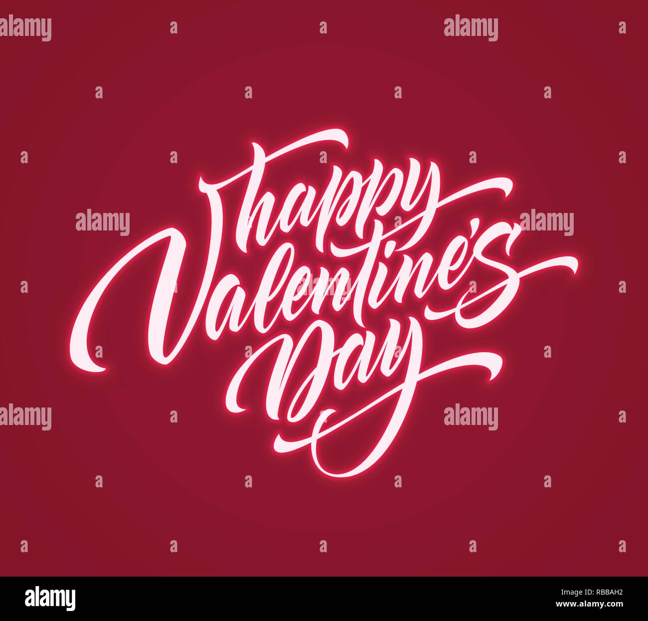 Il giorno di San Valentino al neon caratteri di script. Illustrazione Vettoriale Illustrazione Vettoriale