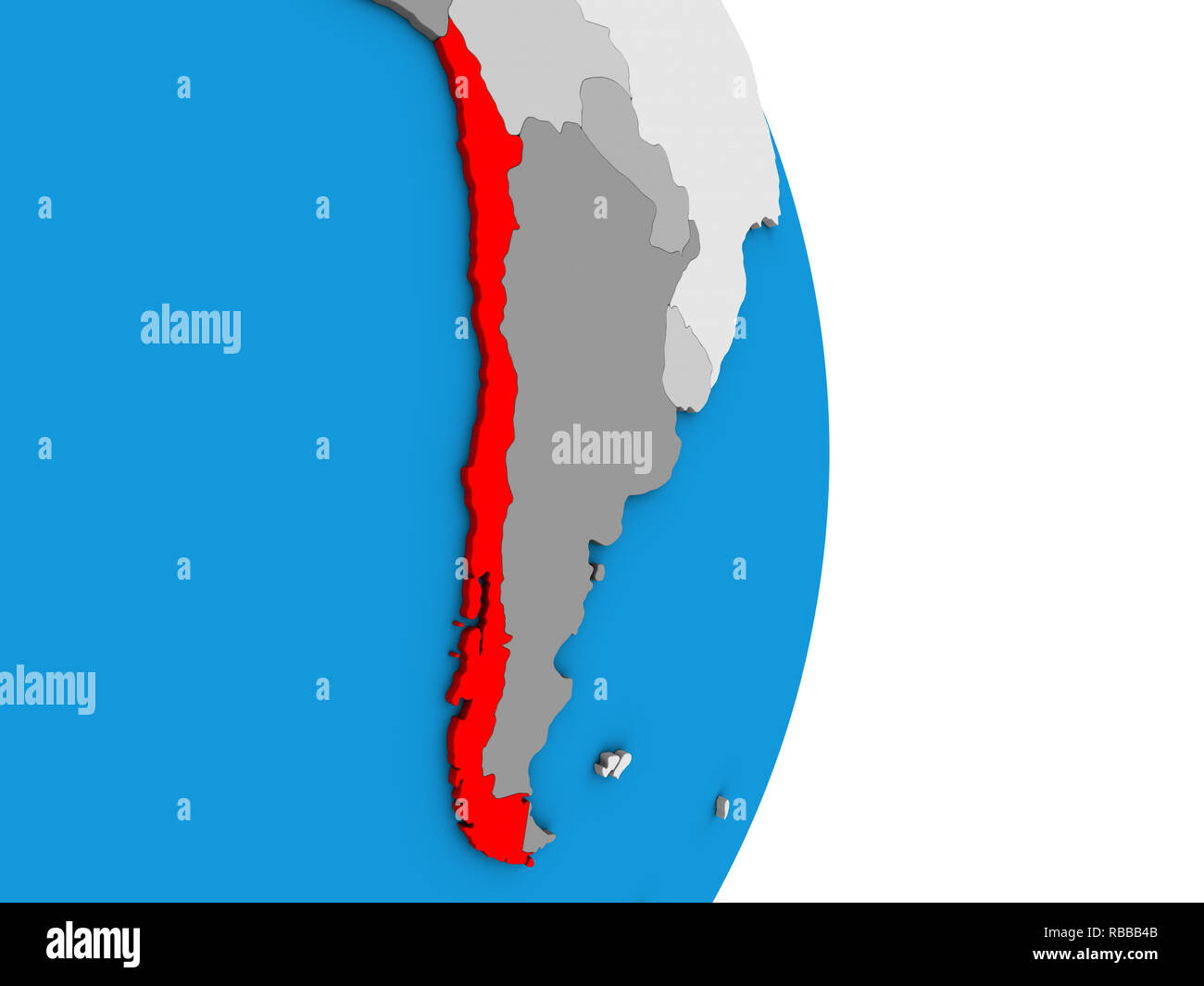 Il Cile sulla politica semplice globo 3D. 3D'illustrazione. Foto Stock