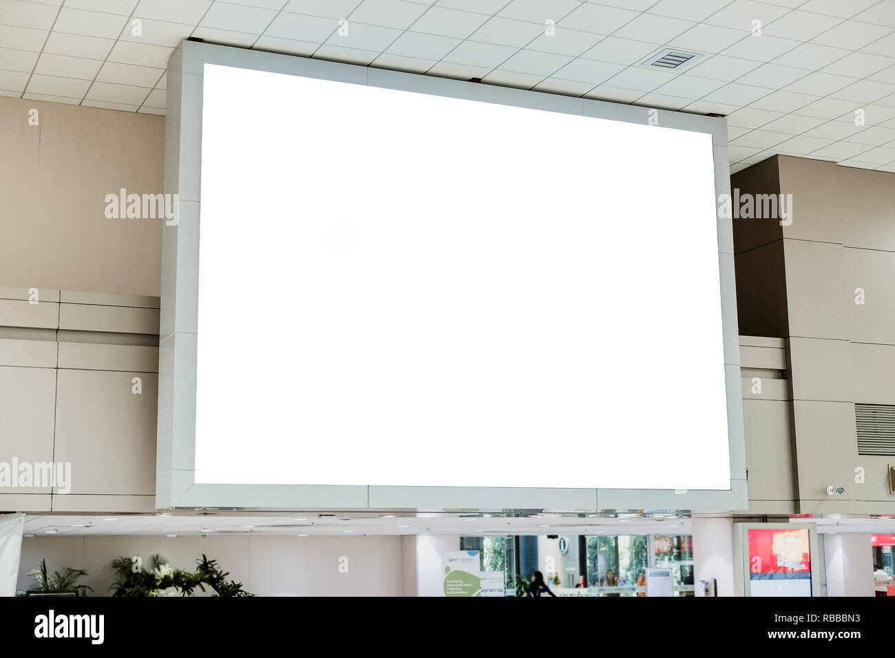 Vuoto cartelloni pubblicitari in aeroporto Foto Stock