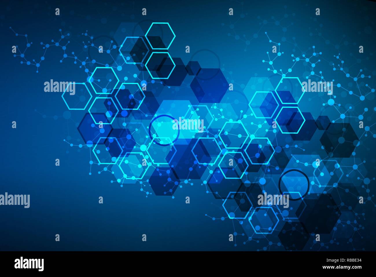 Esagonale sfondo astratto. Grande per la visualizzazione di dati. Rete globale di connessione. Medical, tecnologia, scienza dello sfondo. Illustrazione Vettoriale. Illustrazione Vettoriale