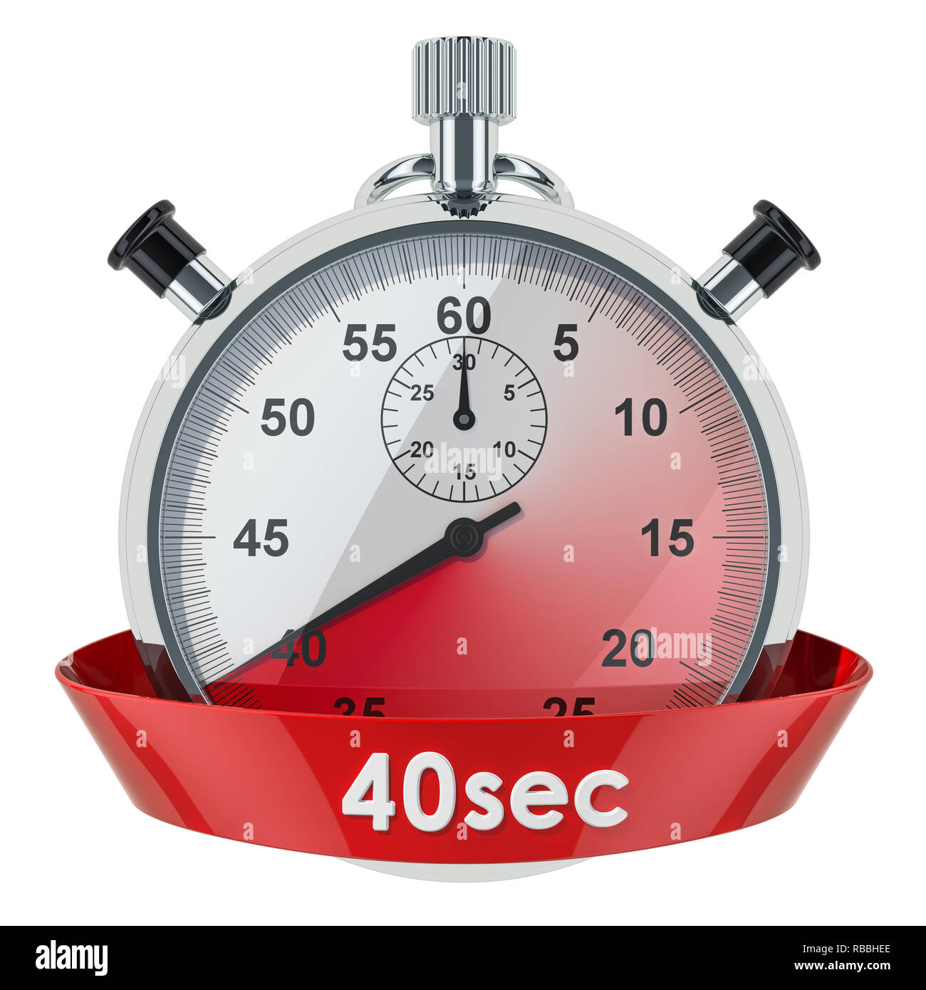 Cronometro con 40 secondi timer. 3D rendering isolati su sfondo bianco Foto Stock