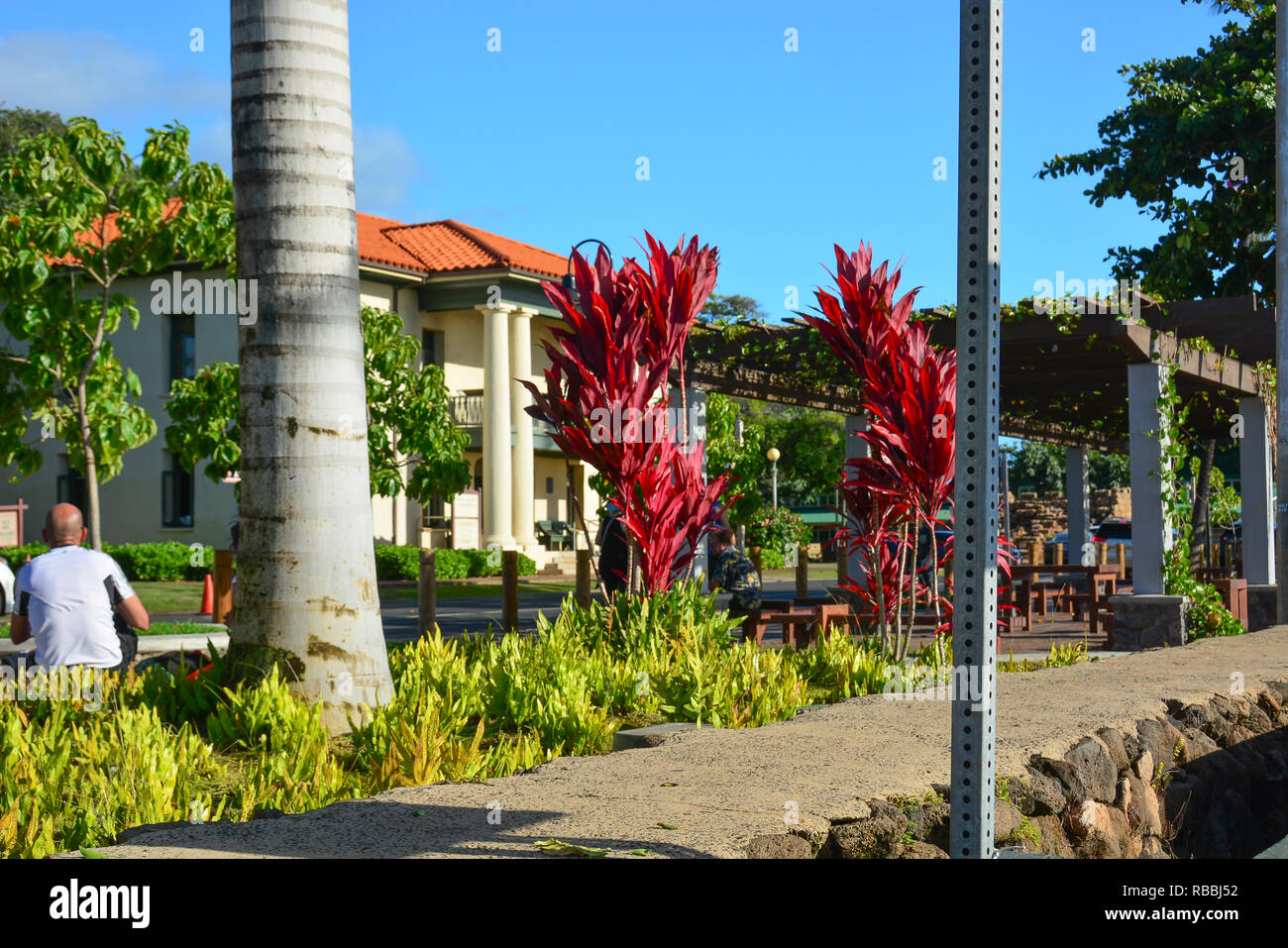 Storica Lahaina, Maui, prima capitale delle Isole Hawaii e ex città di caccia alla balena. Foto Stock