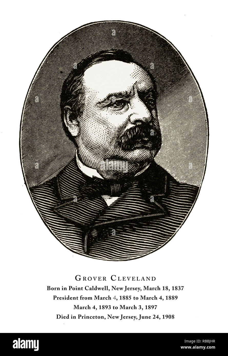 Grover Cleveland, inciso ritratto del presidente, 1888 Foto Stock