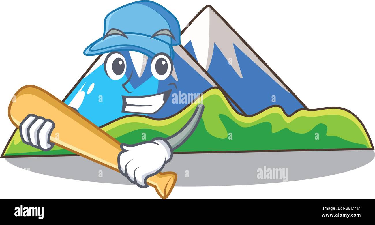 Riproduzione di baseball bella montagna in forma di cartoni animati Illustrazione Vettoriale