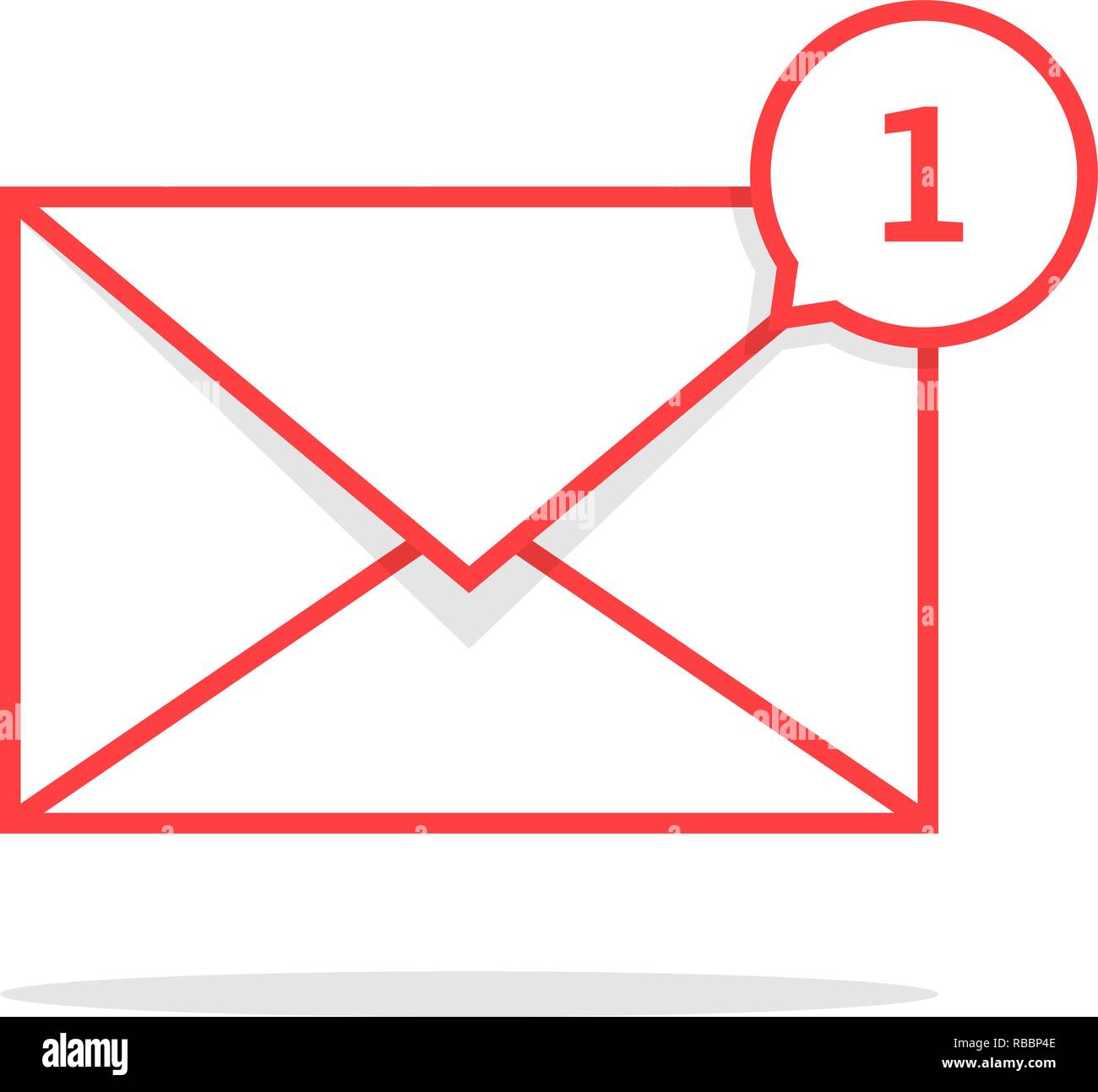 Rosso linea sottile icona di notifica con discorso bolla Illustrazione Vettoriale