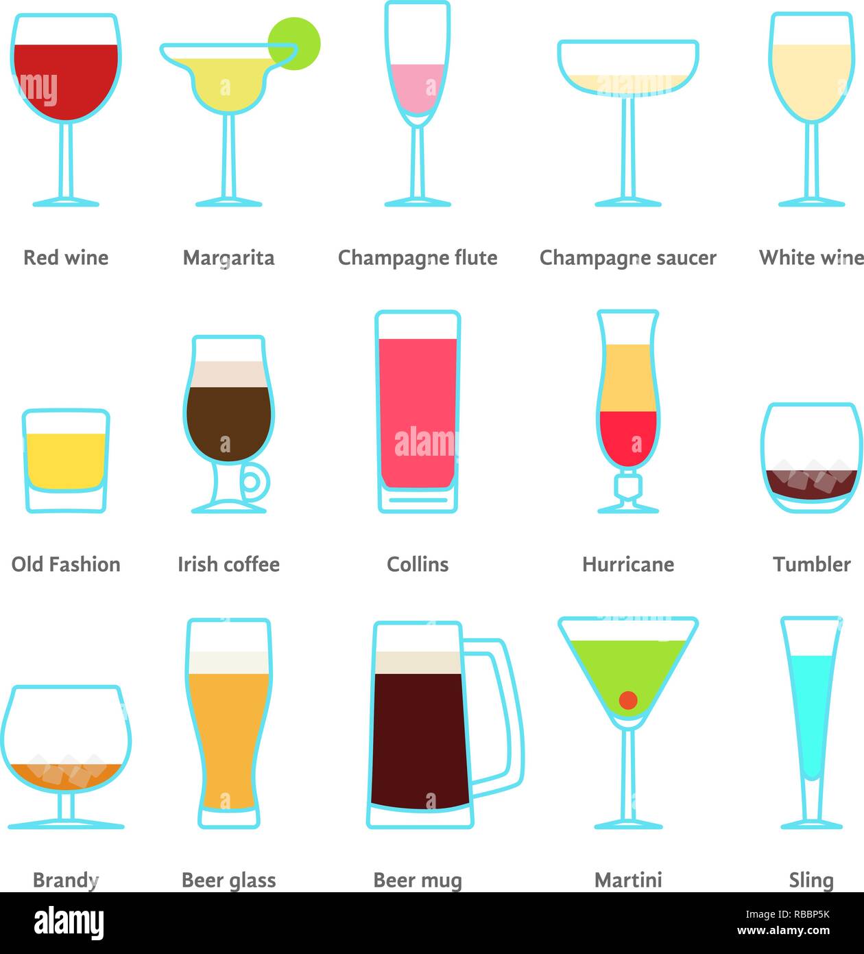 Impostare il colore delle bevande in stemware Illustrazione Vettoriale