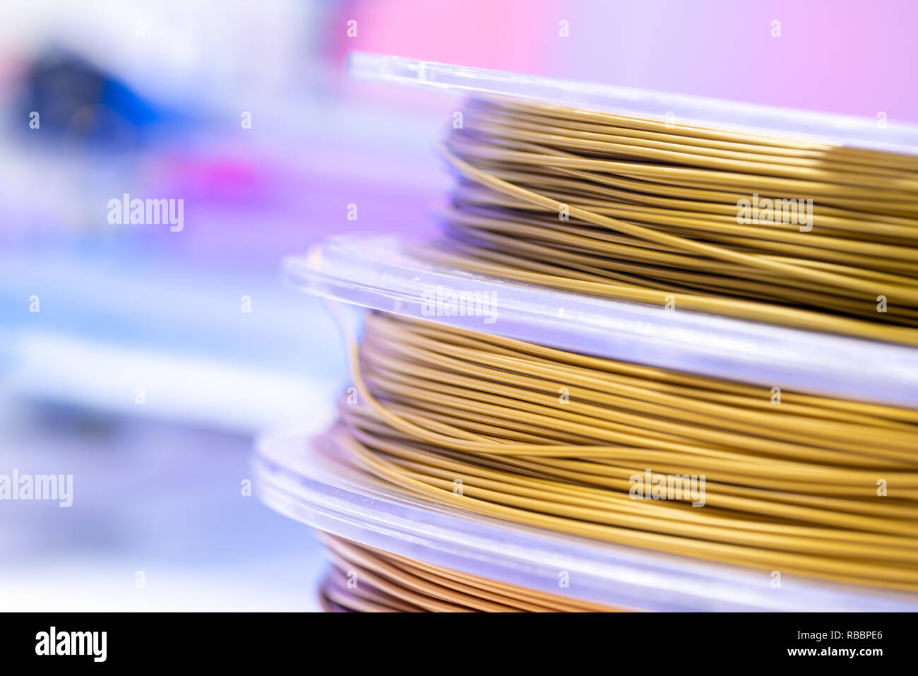 Bobine di filamenti in materiale plastico per stampante 3D Foto Stock