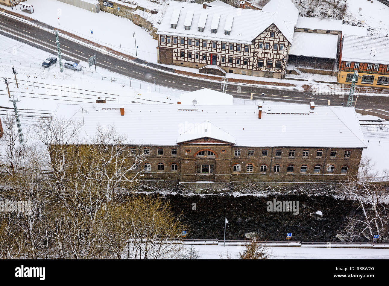 Blick auf Rübeland im Harz inverno Foto Stock