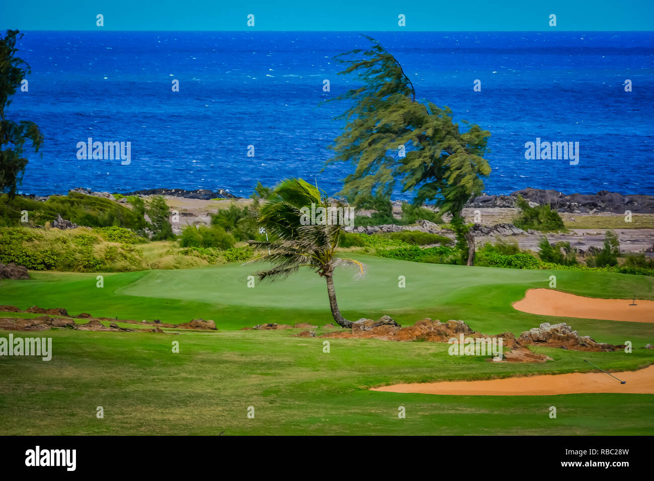 Kapalua, Maui, Hawaii.esclusivo resort area con alberghi, eleganti case, campi da golf di classe mondiale, spiagge e ristoranti. Foto Stock