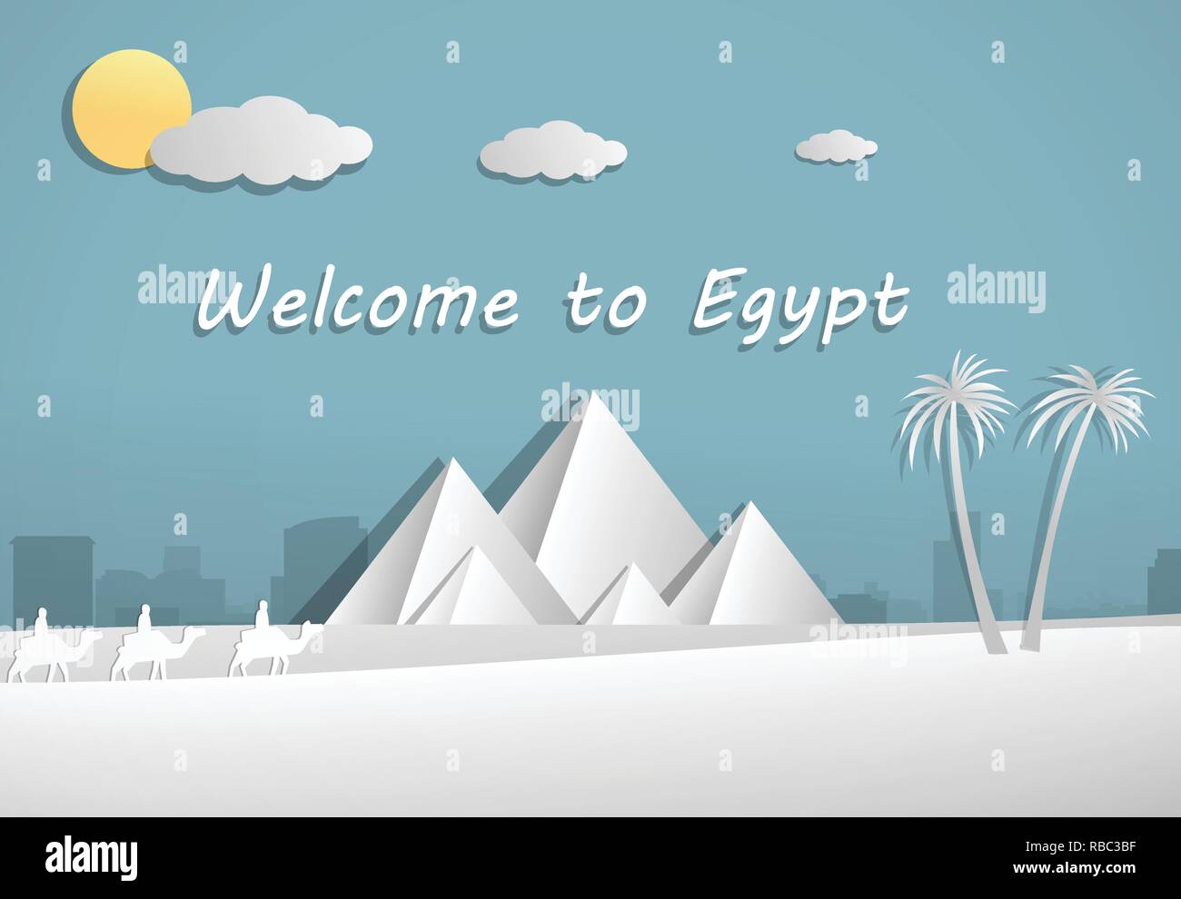 Papercut della piramide in Egitto, vector art design Illustrazione Vettoriale