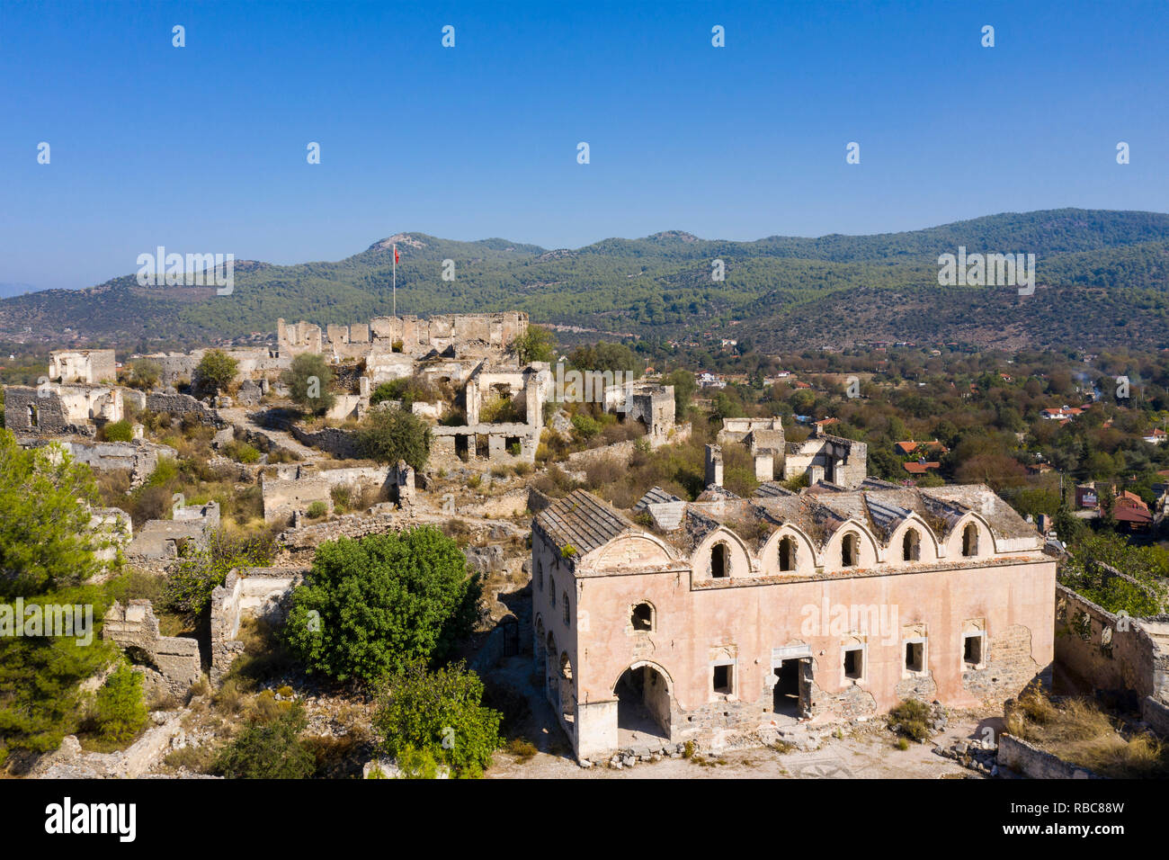 Turchia, Fethiye, Kayakoy (Mugla) città fantasma, un ex colonia greca ed ora una città abbandonate e open air museum Foto Stock