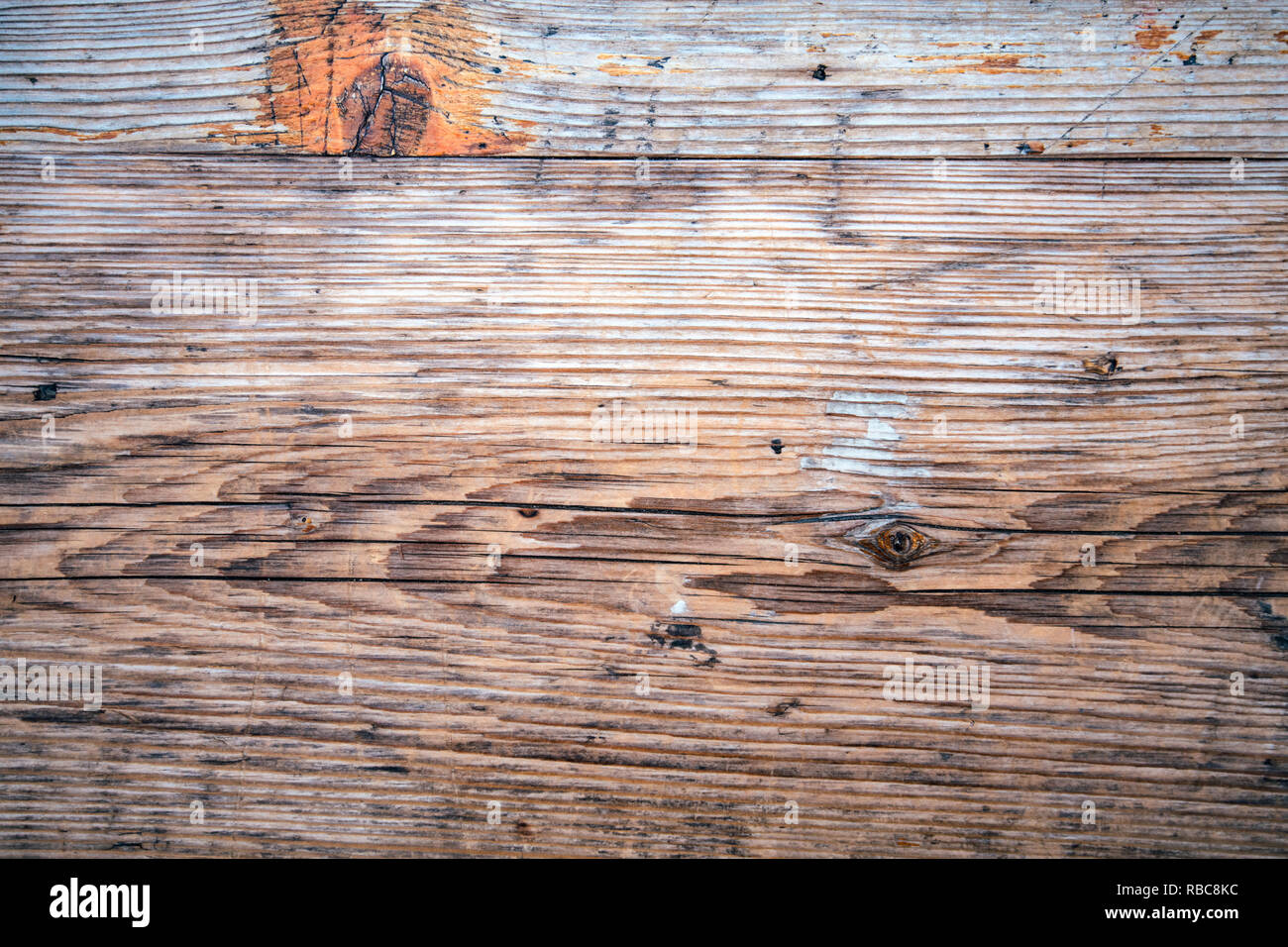 Indossato il legno di quercia plank texture da sopra Foto Stock