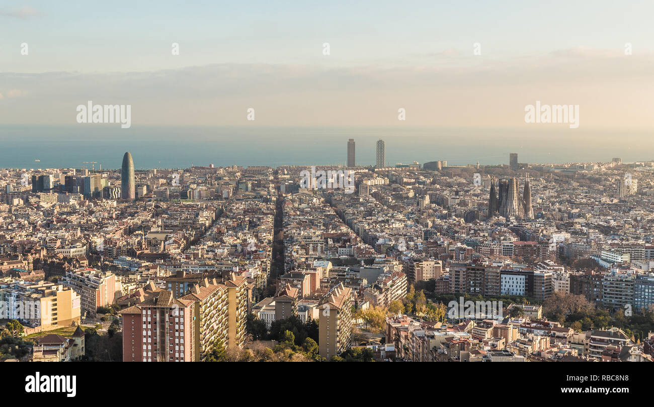 Skyline di Barcellona Spagna Europa. Foto Stock