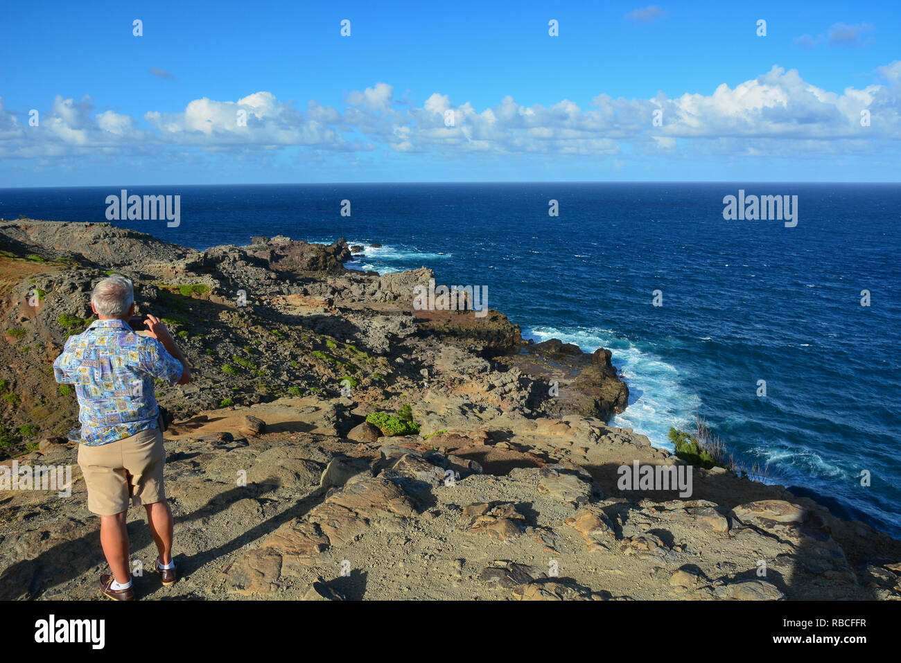 Foro di sfiato, a nord-ovest della costa di Maui, Hawaii Foto Stock