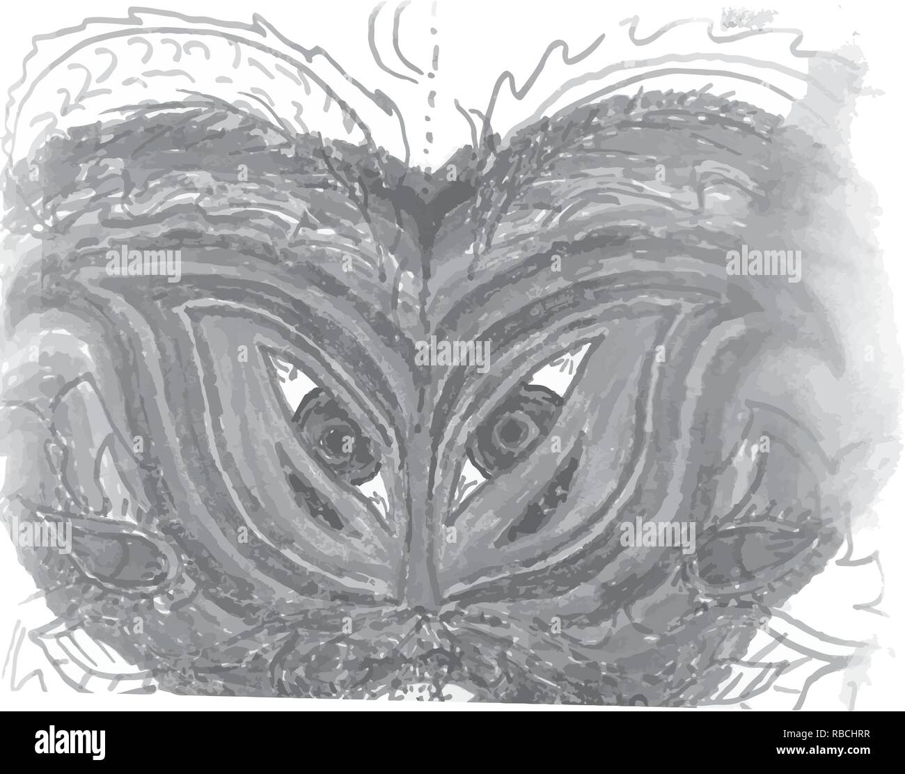 Illustrazione di occhi psichedelica made in acquerello. Allo sguardo pieno di amore di India. Illustrazione Vettoriale