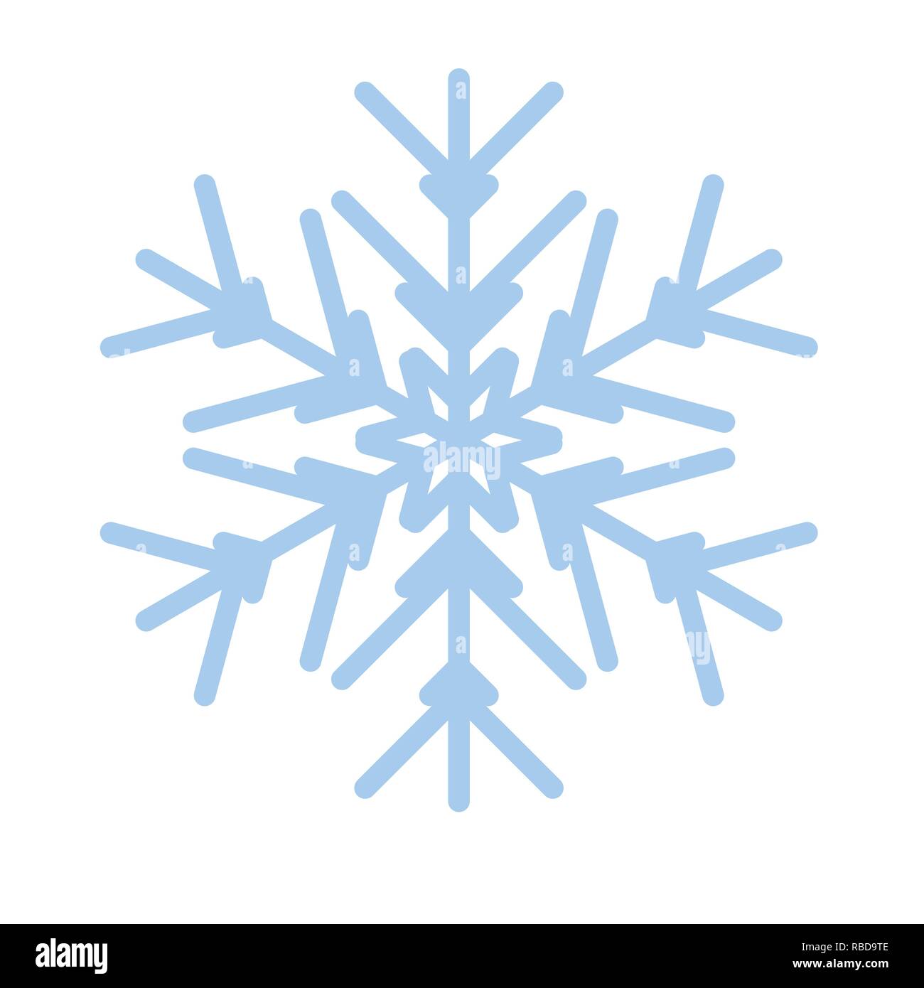 Il simbolo del fiocco di neve in inverno nuovo anno arte blu icona di simbolo Illustrazione Vettoriale