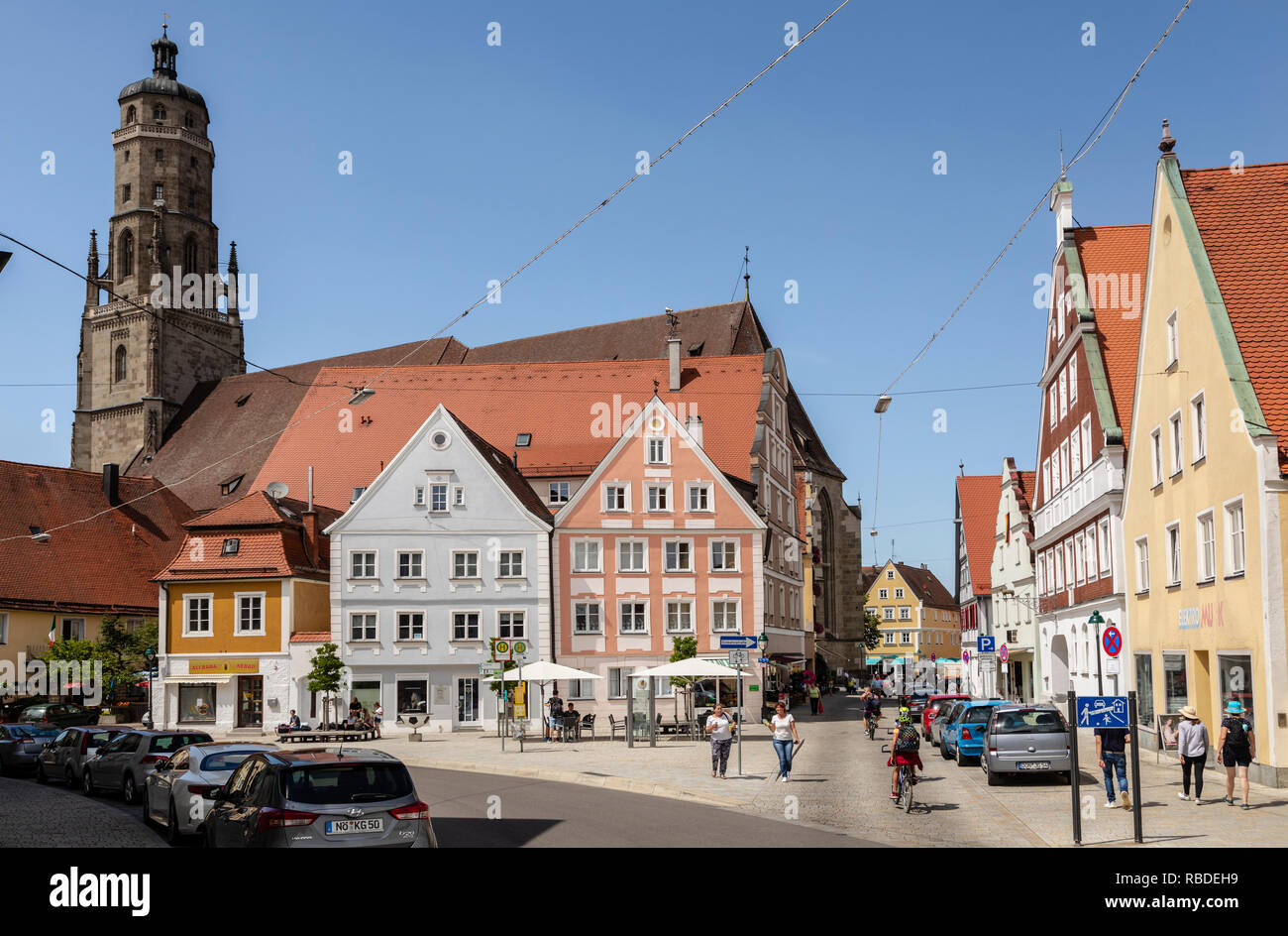 Nördlingen, Baviera, Germania Foto Stock