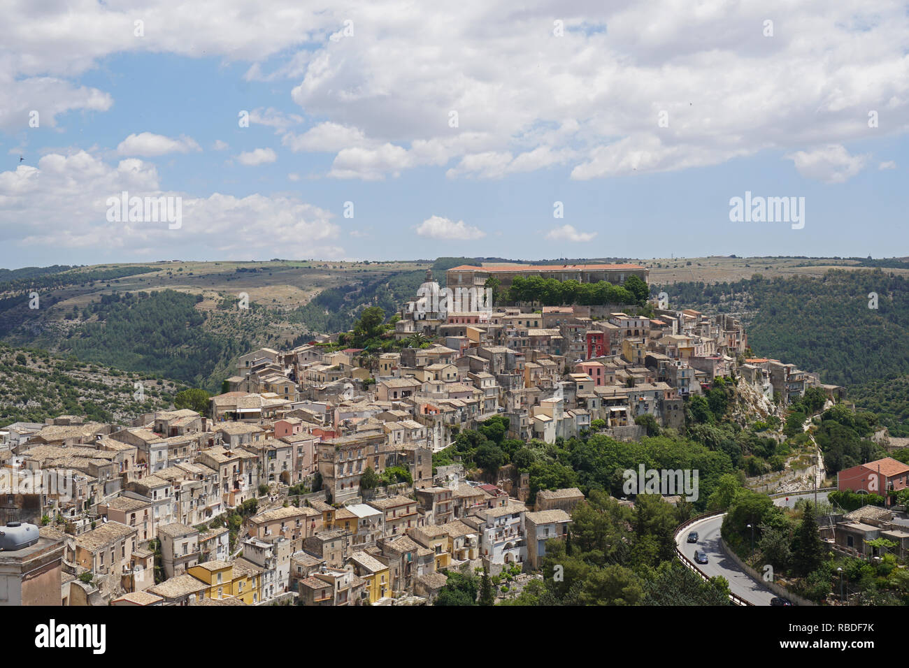 Vista dei tetti di Ragusa in Sicilia, Italia Foto Stock