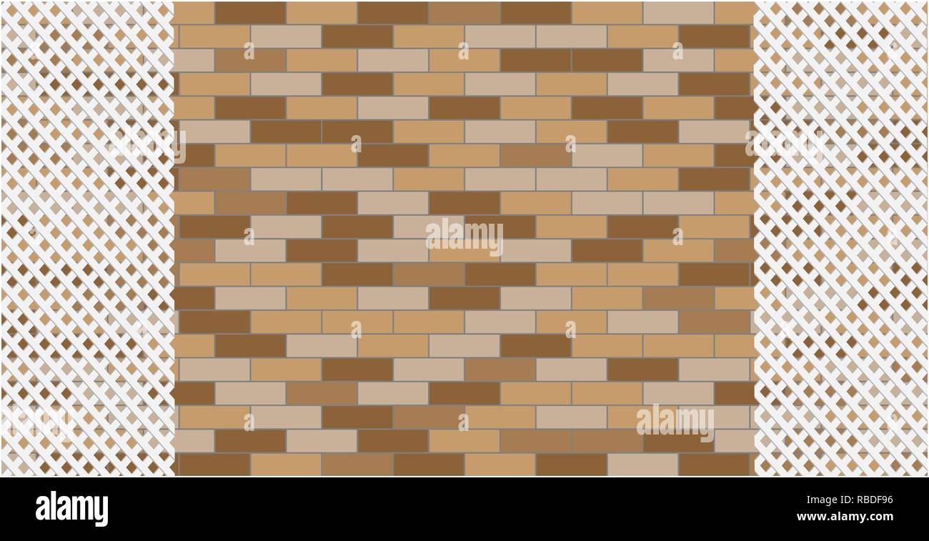 Muro di mattoni grunge texture con reticolo decorativo con copia spazio per il testo. Illustrazione Vettoriale