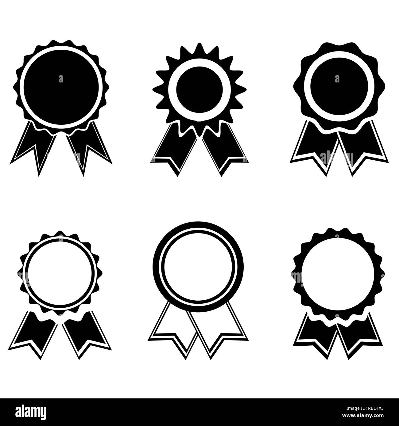 Set di icone di medaglie con nastro Illustrazione Vettoriale