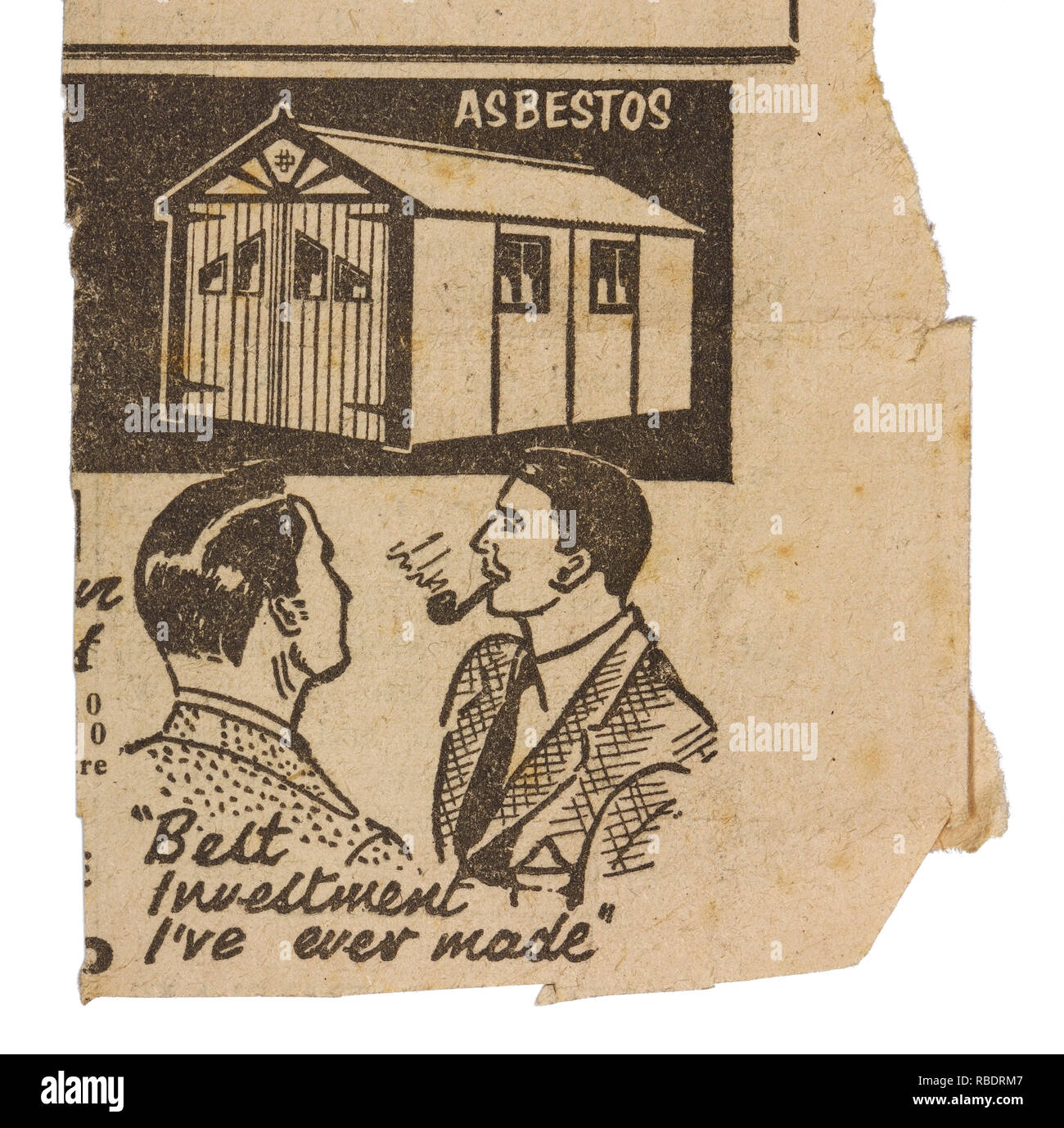 Un giornale vintage pubblicità dal 1963 per un garage interno costruito da amianto Foto Stock