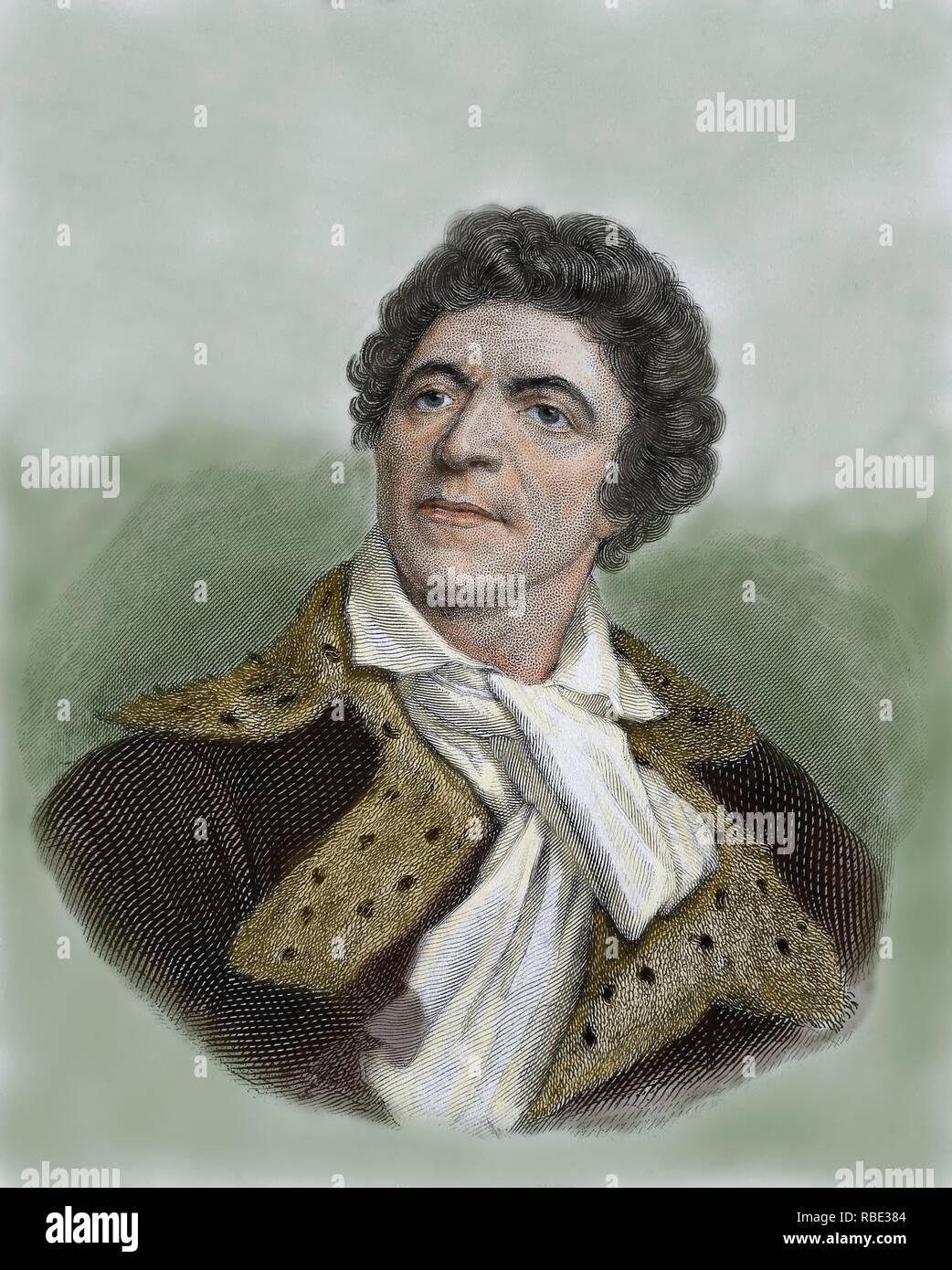 Jean-Paul Marat (1743-1793). Francese teorico politico durante la Rivoluzione Francese. Ritratto di incisione 1824 dopo il disegno da Joseph Boze 1793. Foto Stock