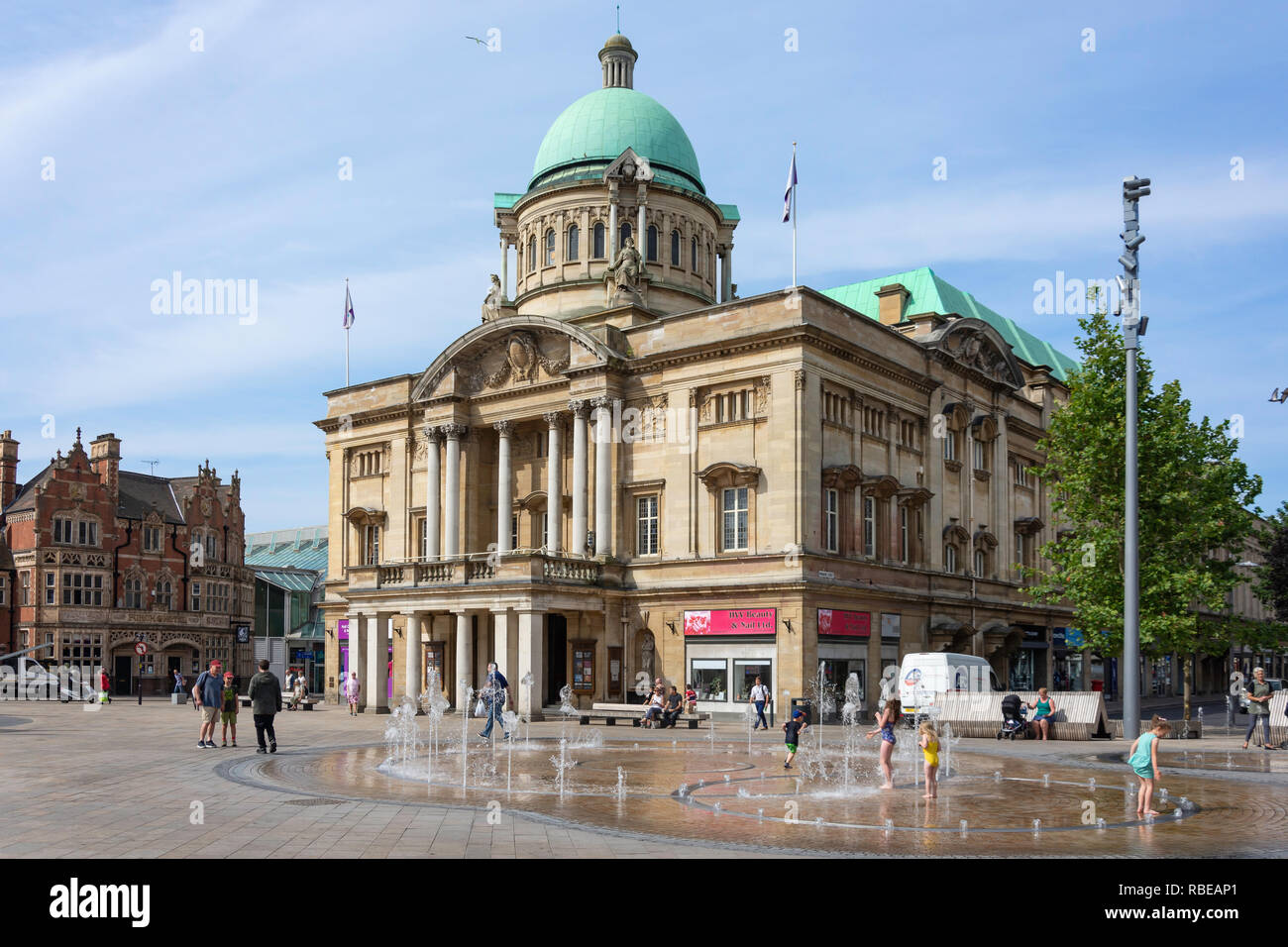 Hull City Hall, Queen Victoria Square, Kingston upon Hull, East Riding of Yorkshire, Inghilterra, Regno Unito Foto Stock